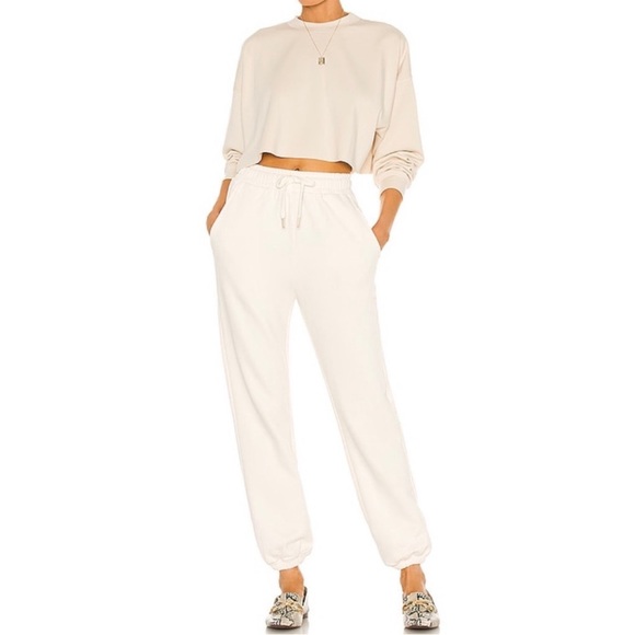 WeWoreWhat Pants - WeWoreWhat Cream Track Pants High-Waisted Joggers